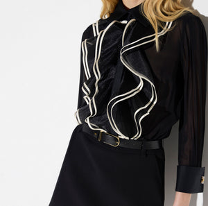 Shirt in georgette fabric with ruffles