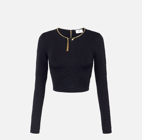 Knit top with snake pattern