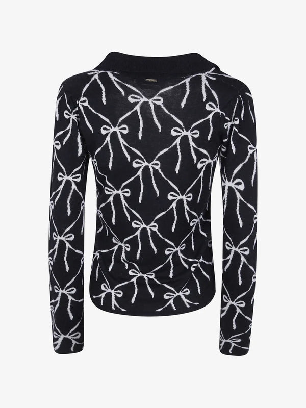 TWINSET Pull à Col v Et Motif Nœud