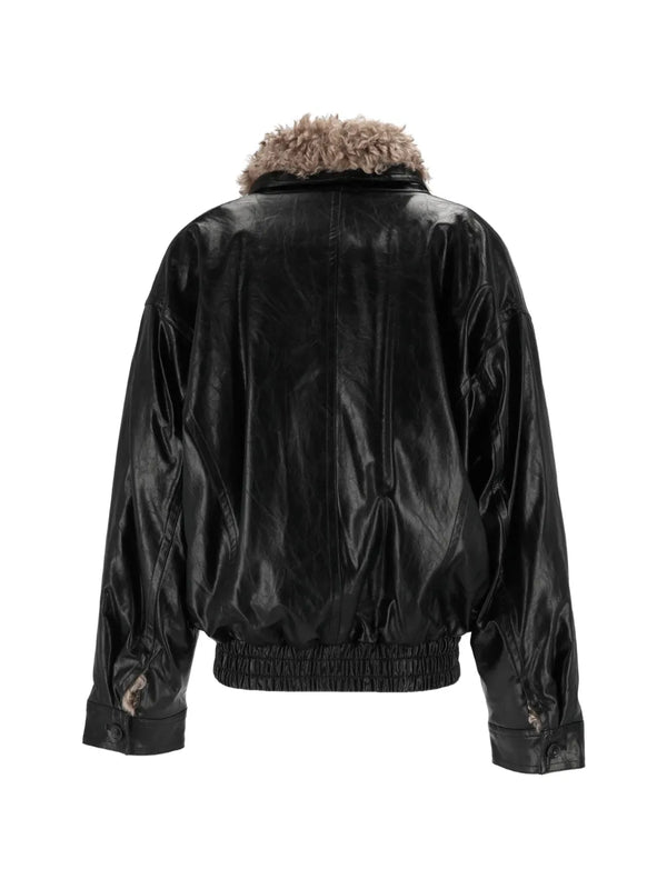 Eleh Veste Oversize à Empiècements Et Col En Peau Lainée