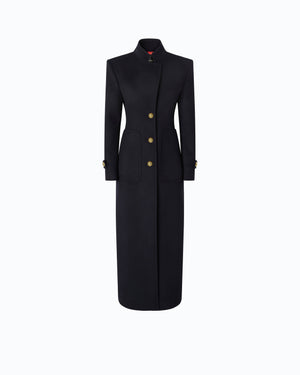 Long coat in wool-blend cloth