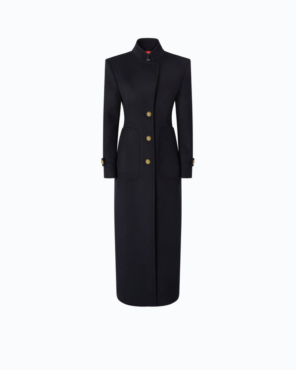 Long coat in wool-blend cloth