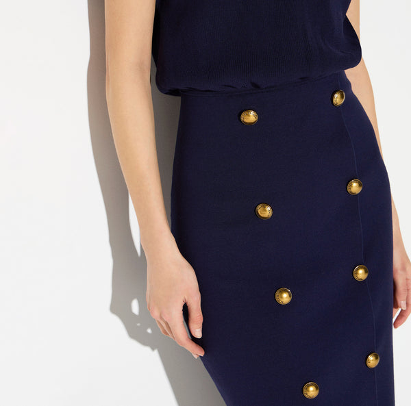 Knit dress with jewel buttons