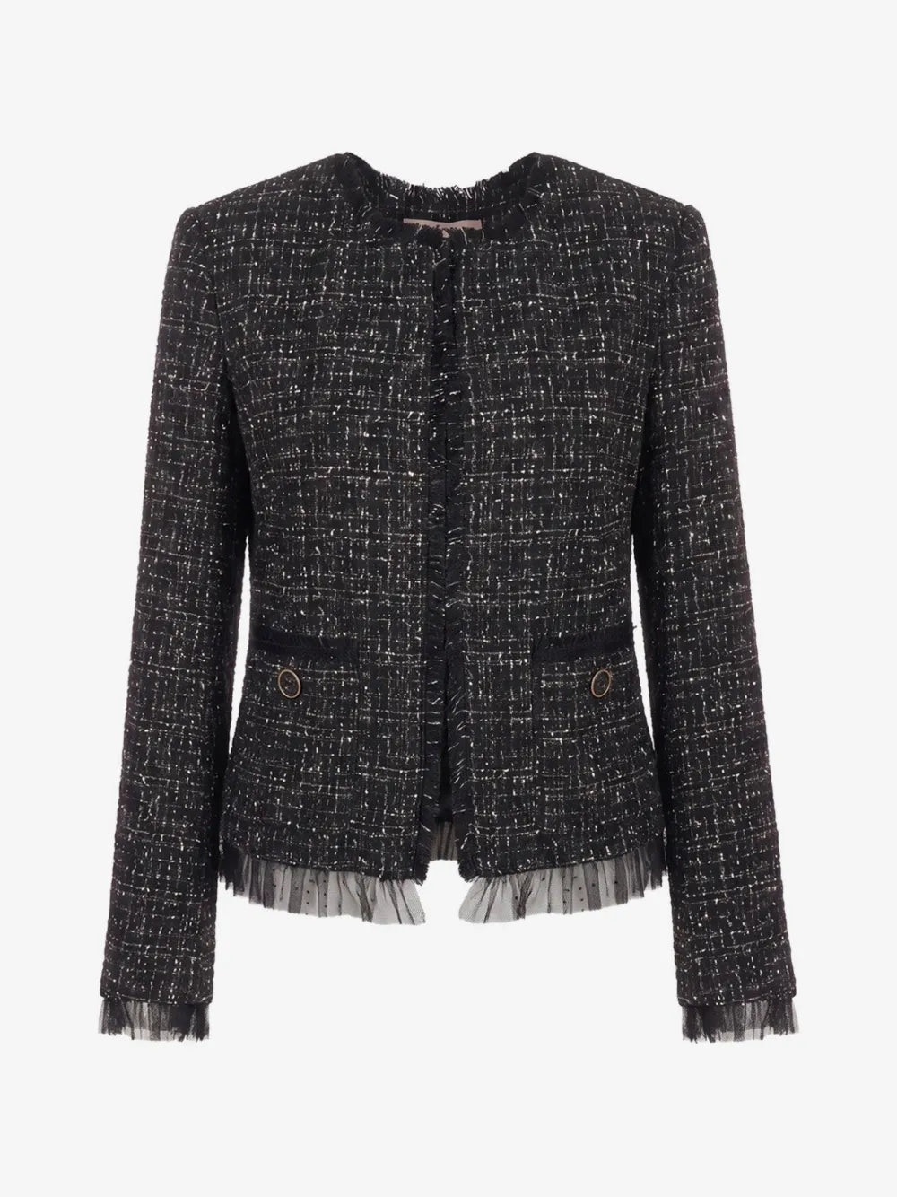 TWINSET Veste En Maille Bouclée Bordée De Tulle