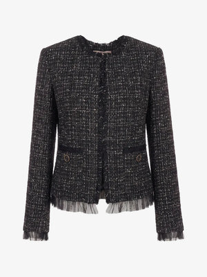 TWINSET Veste En Maille Bouclée Bordée De Tulle