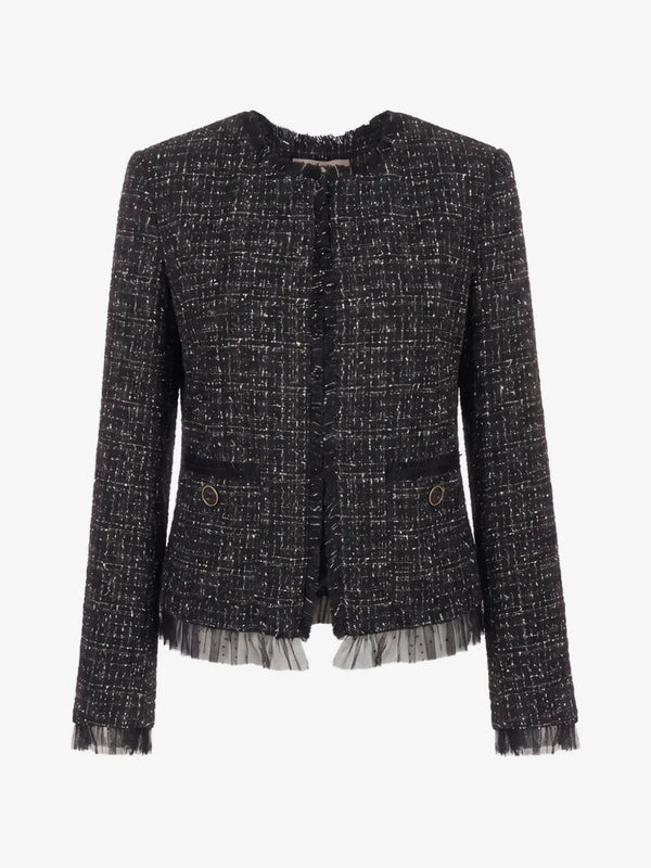 TWINSET Veste En Maille Bouclée Bordée De Tulle