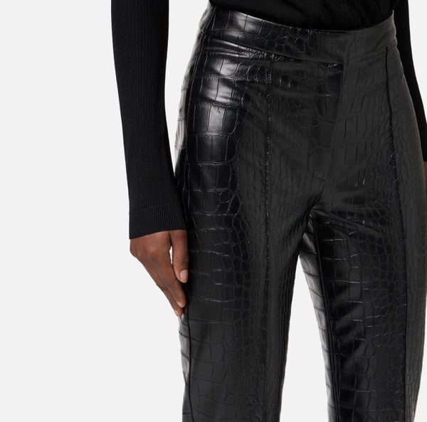 Elisabetta Franchi Black Trousers with Crocodile Print