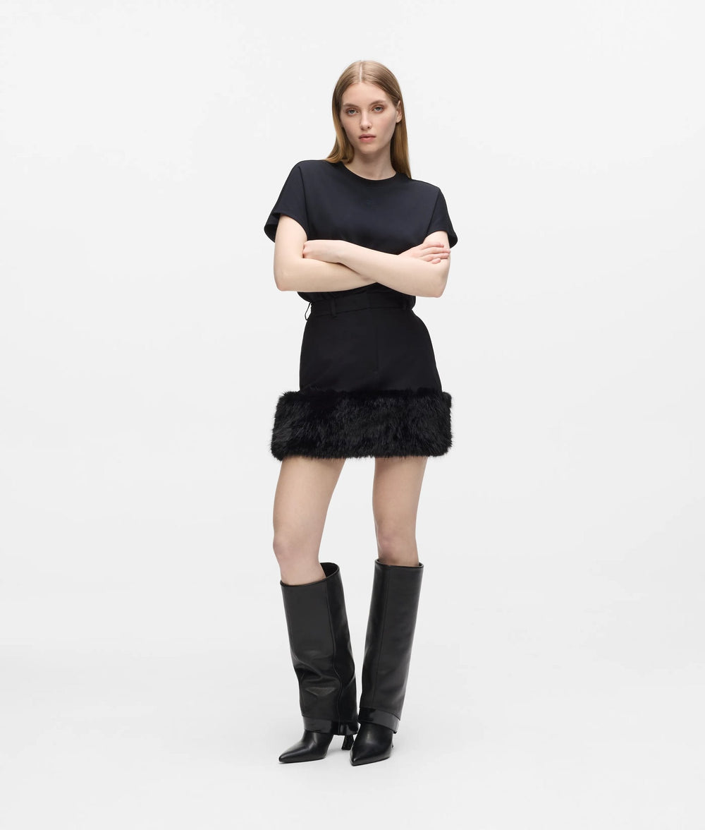 Faux-fur mini skirt