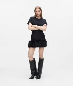 Faux-fur mini skirt