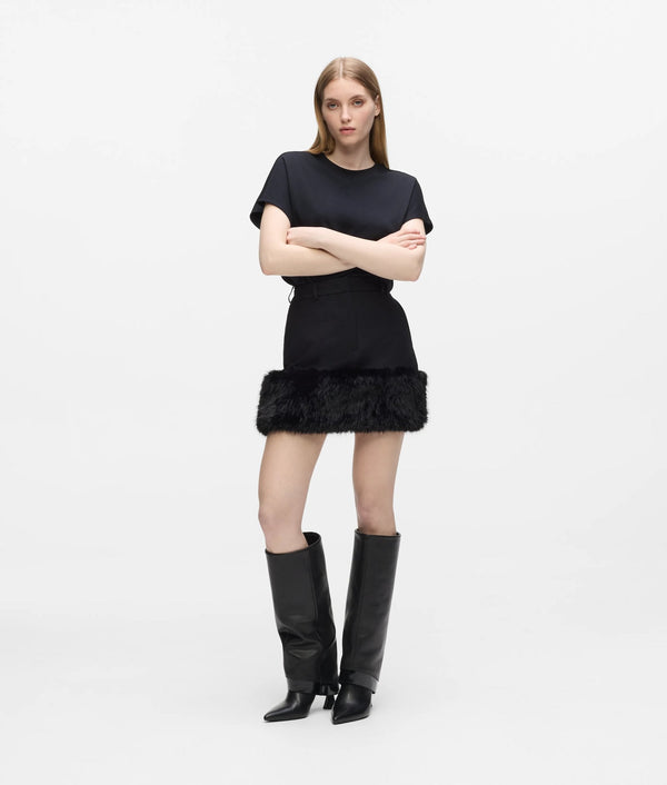 Faux-fur mini skirt