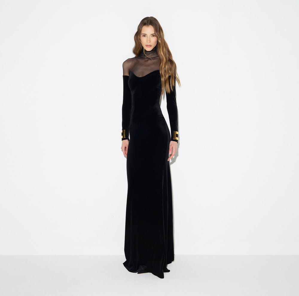 Red Carpet dress in velvet and tulle fabrics