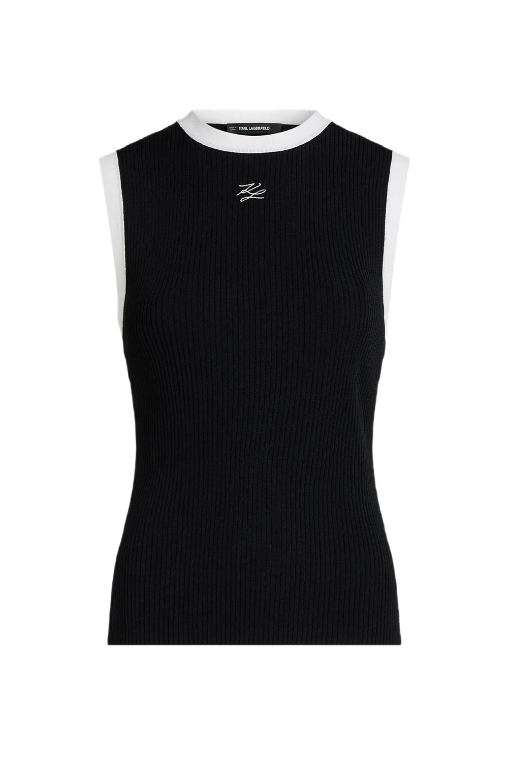 Top Contrast Knit Tank B3W18042 998 black/white