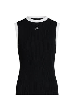 Top Contrast Knit Tank B3W18042 998 black/white