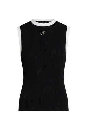 Top Contrast Knit Tank B3W18042 998 black/white