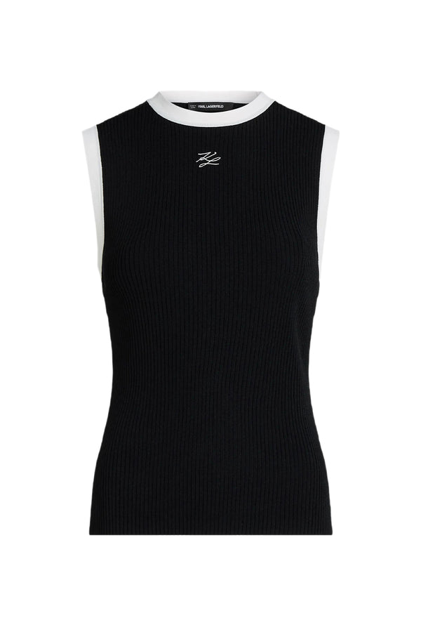 Top Contrast Knit Tank B3W18042 998 black/white
