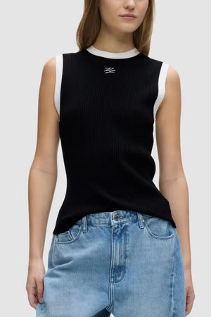 Top Contrast Knit Tank B3W18042 998 black/white