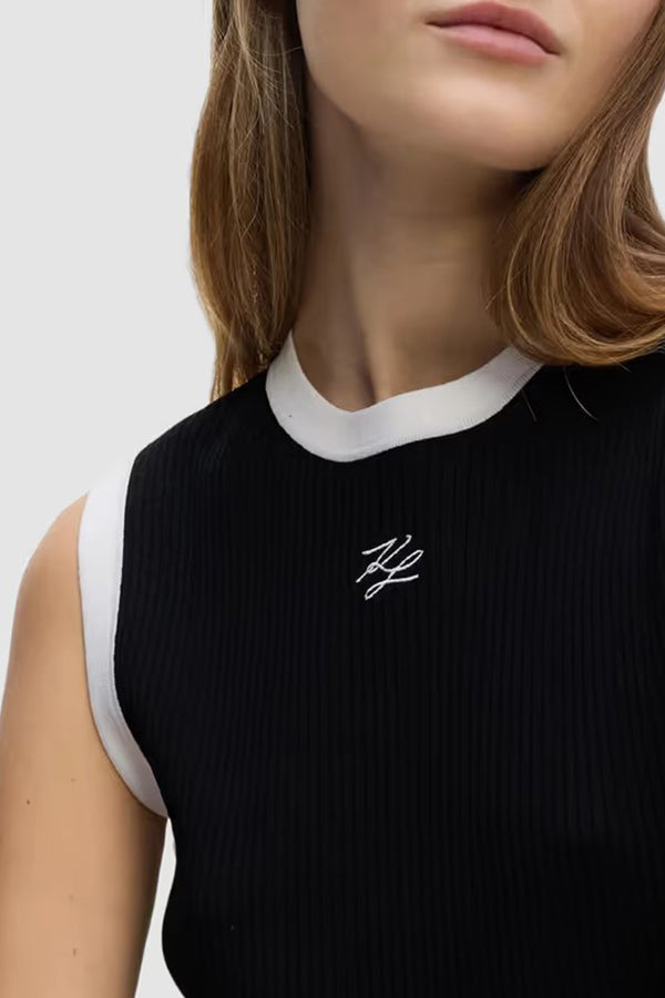 Top Contrast Knit Tank B3W18042 998 black/white