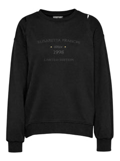 ELISABETTA FRANCHI Cut-Out Jersey Sweatshirt - Black