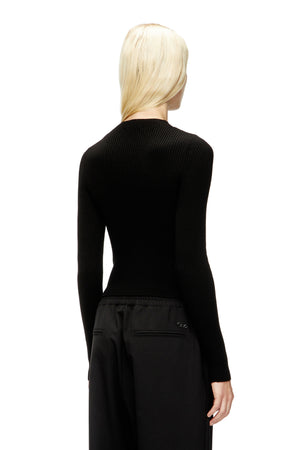 Ribbed wool jumper with cut-out