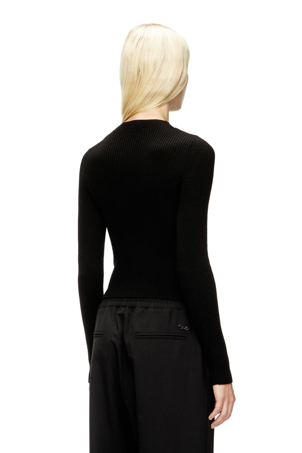 Ribbed wool jumper with cut-out