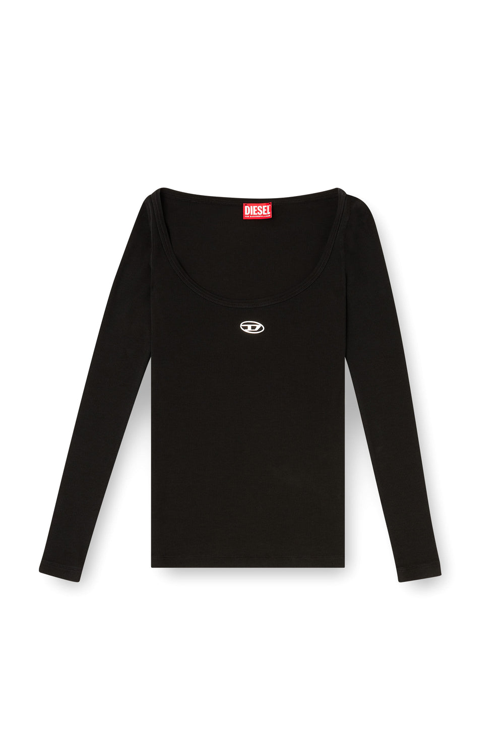 Long sleeve ribbed top with metallic Oval D