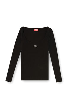 Long sleeve ribbed top with metallic Oval D