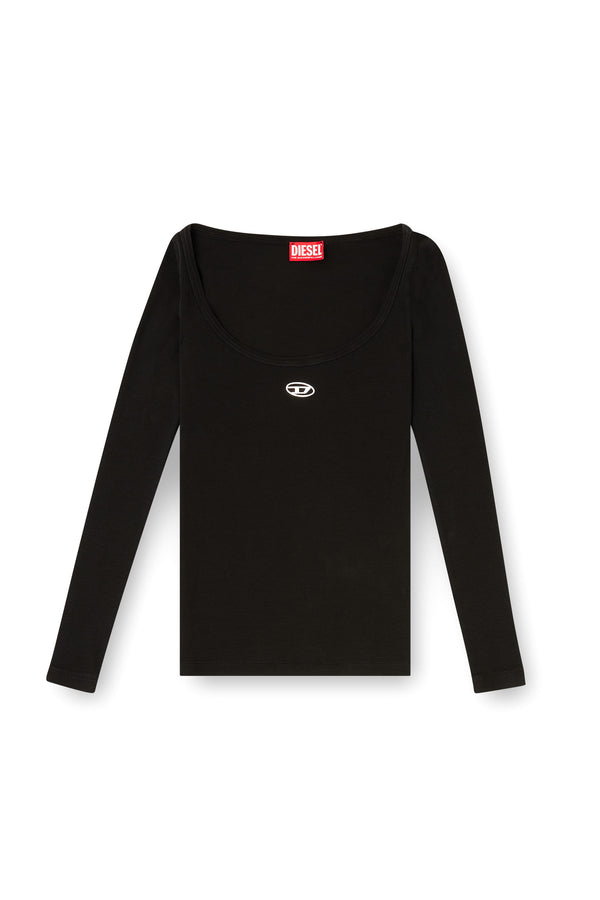 Long sleeve ribbed top with metallic Oval D