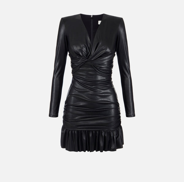 Mini dress with flounce