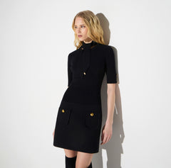 Mini dress in knit fabric with jewel buttons
