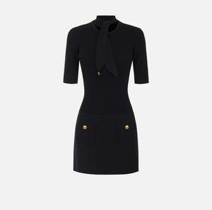 Mini dress in knit fabric with jewel buttons