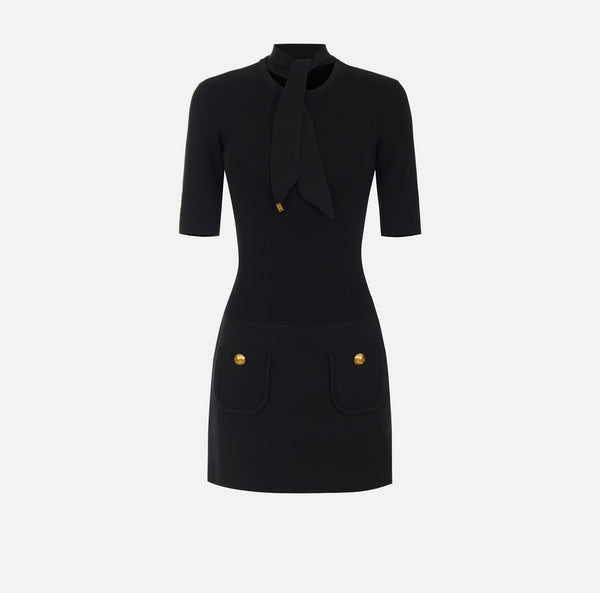 Mini dress in knit fabric with jewel buttons