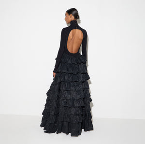 Red Carpet knit dress with flounces