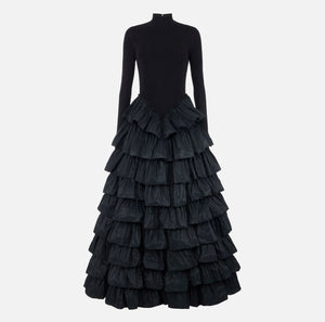 Red Carpet knit dress with flounces