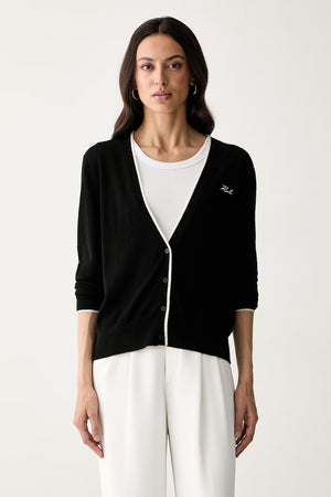 Karl Lagerfeld ζακέτα γυναικεία μάλλινη μαύρη B3W18038