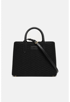 ELISABETTA FRANCHI WOMEN'S FABRIC BAG WITH ALL-OVER LOGO BLK BS01A66E2