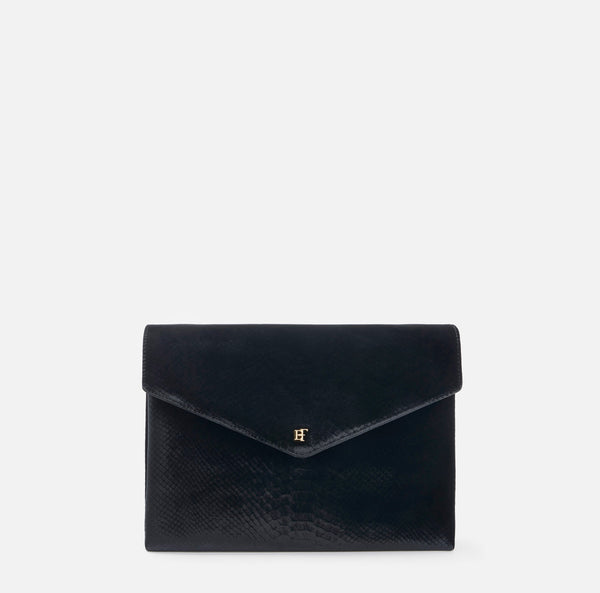 Over-the-shoulder bag made from velvet with a crocodile print texture