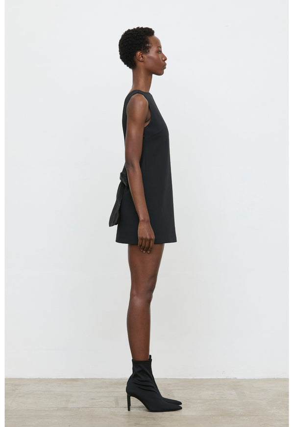 ELEH MINI SHIFT DRESS WITH RHINESTONE BOW BLACK EFW260303