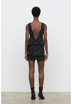ELEH MINI SHIFT DRESS WITH RHINESTONE BOW BLACK EFW260303