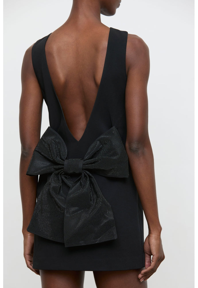 ELEH MINI SHIFT DRESS WITH RHINESTONE BOW BLACK EFW260303