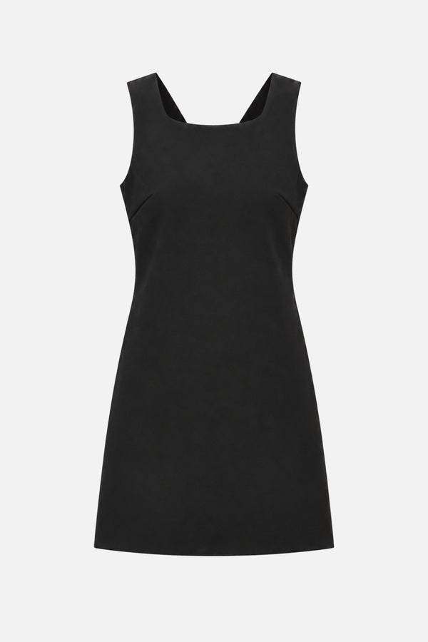 ELEH MINI SHIFT DRESS WITH RHINESTONE BOW BLACK EFW260303