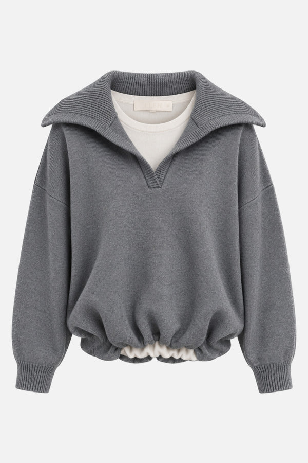 ELEH COLLAR KNIT SWEATER GREY EFWY260009