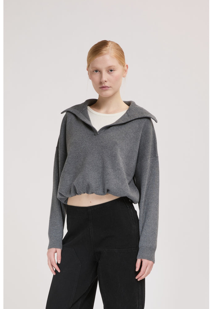 ELEH COLLAR KNIT SWEATER GREY EFWY260009