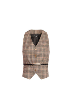 Gilet regular fit made in Prince of Wales fabric