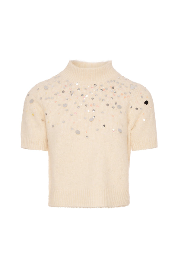 Knitwear cropped with shiny applications