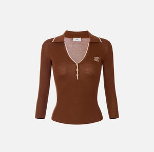 Ribbed knit polo shirt