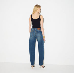 Balloon jeans with jewel buttons