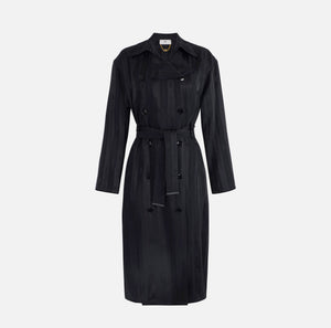 Satin trench coat with jacquard stripes