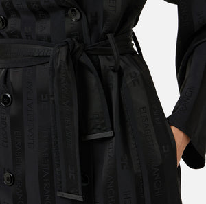 Satin trench coat with jacquard stripes