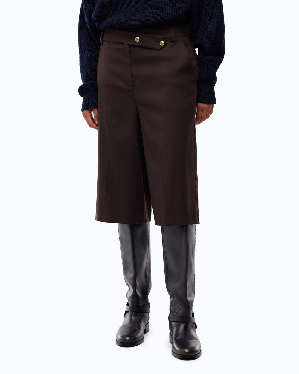 Bermuda shorts in stretch wool-blend fabric