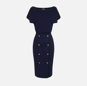 Knit dress with jewel buttons